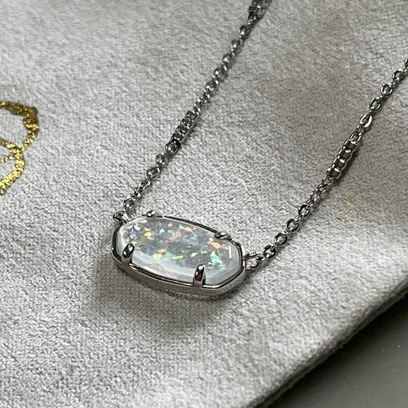 Kendra Scott Elisa White iridescent Glitter Adjustable Necklace - Picture 3 of 6